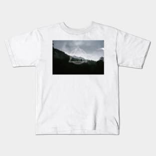 Geometric Foggy Moody Forest Landscape Kids T-Shirt